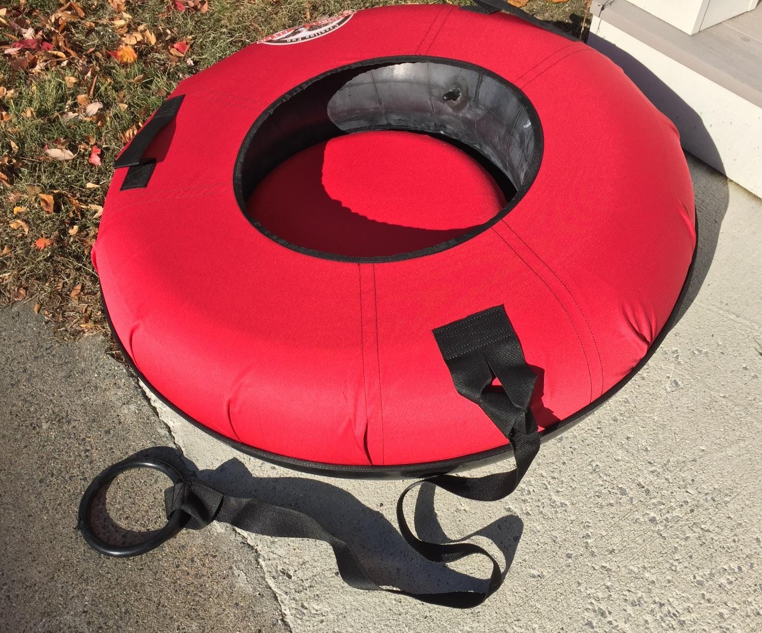 Flexible Flyer Heavy-Duty Commercial Grade Winter Snow Tube - Hard Plastic Bottom Inflatable Adult Sled with Commercial Strength Pull Strap and Additional Insert for Bump Protection, 42