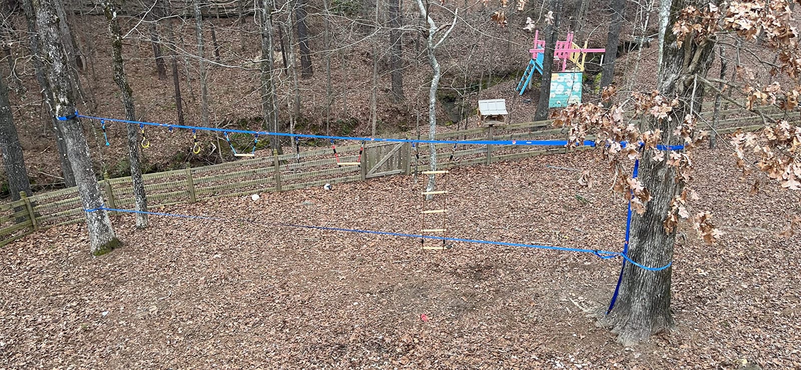 Ninja Warrior Obstacle Course for Kids, 2x56ft Slackline Kit with 8 Ninja Accessories + Fast-Setup Buckles - Monkey Bar, Rope Ladder, Gymnastic Ring, Arm Trainer and Monkey Fist, Supports 880 lbs customer photo 2