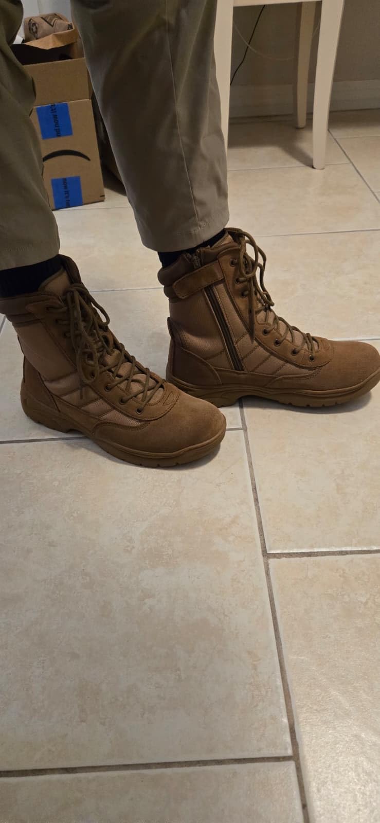 NORTIV 8 Men's Military Tactical Work Boots | Side Zipper Leather Motorcycle Combat Boots customer photo 1