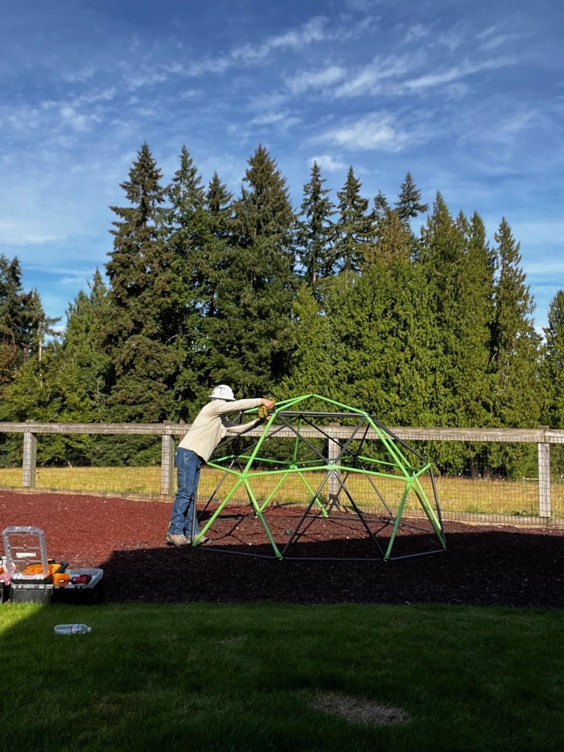 Lifetime 90951 Geometric Dome Climber Jungle Gym, 5.5' High x 11' Wide, Mantis Green & Bronze, 66-Inch customer photo 1