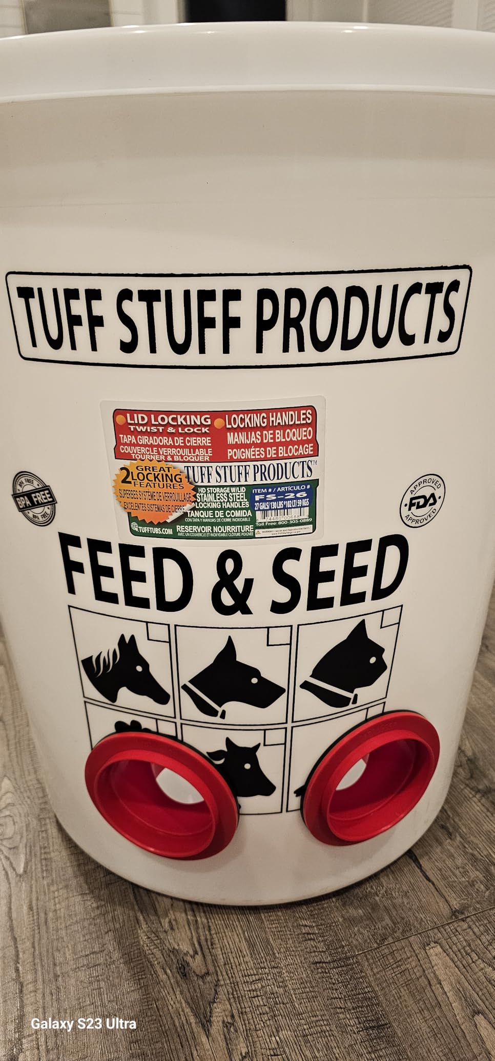 FATSINDE Tuff Stuff Products FS26 HD Feed/Seed Storage 26.5 Gallon customer photo 1