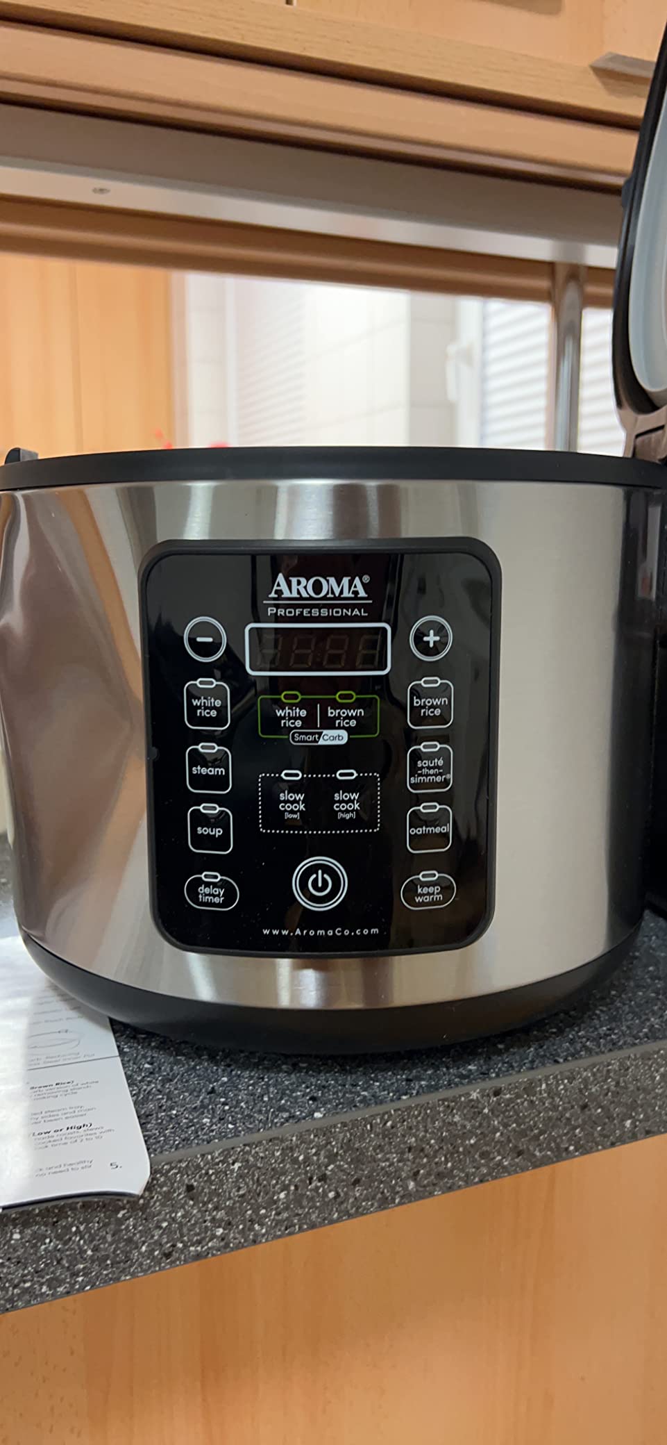 Aroma Housewares ARC-1120SBL SmartCarb Cool-Touch Stainless Steel Rice Multicooker Food Steamer, Slow Cooker with Non-Stick Inner Pot and Steam Tray, 20-Cup(cooked)/ 5Qt, Black customer photo 2