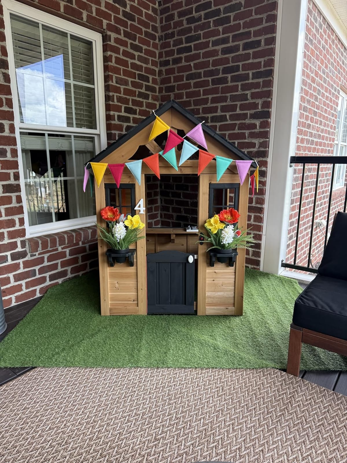 Backyard Discovery Sweetwater Cedar Wooden Kids Playhouse Cottage with Play Kitchen, Snack Bar, Half Door, Toy Phone, Windows, Flowerpot Holders, and Working Doorbell for Outdoor Imaginative Play customer photo 2