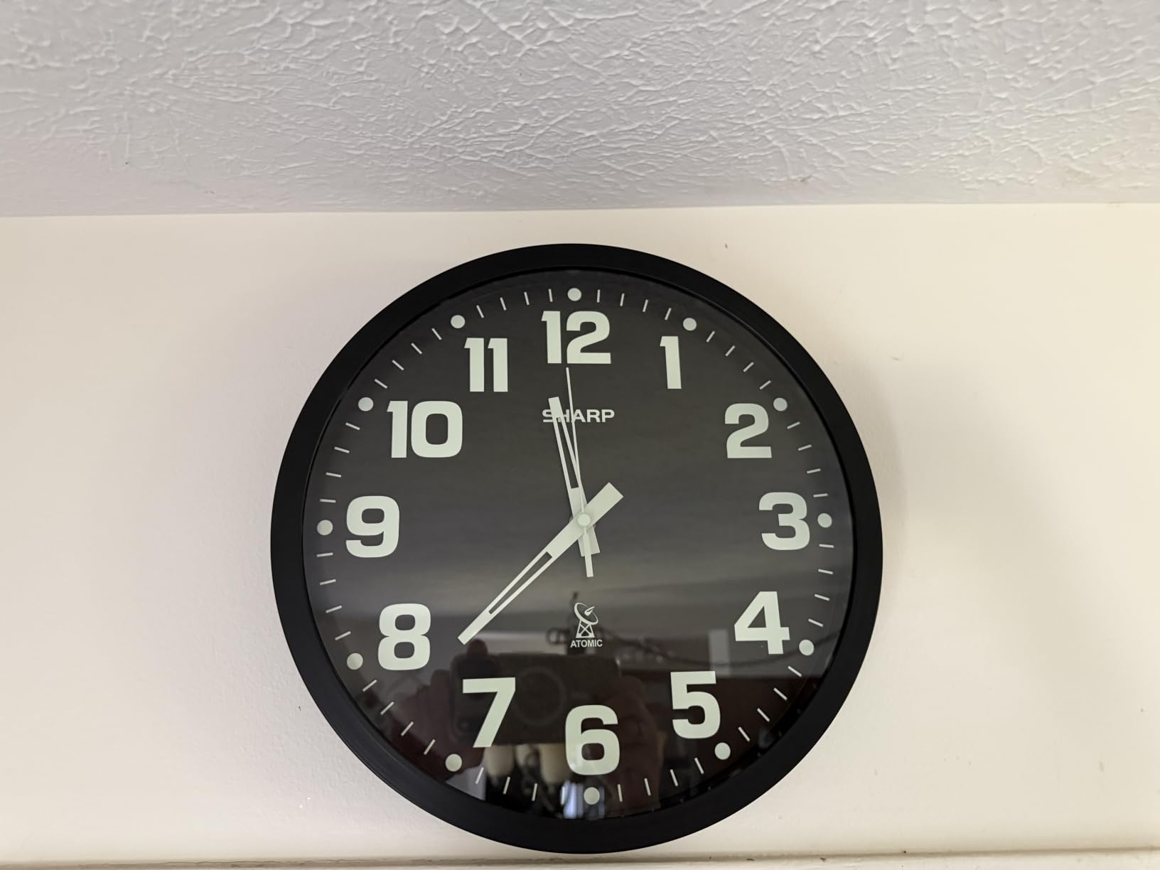 Sharp 12-Inch Atomic Wall Clock, Battery Operated, Silver Brushed Finish | Self-setting atomic time; Easy-read analog face; Automatic time adjustment; Simple setup; Battery operated; Home or office customer photo 2