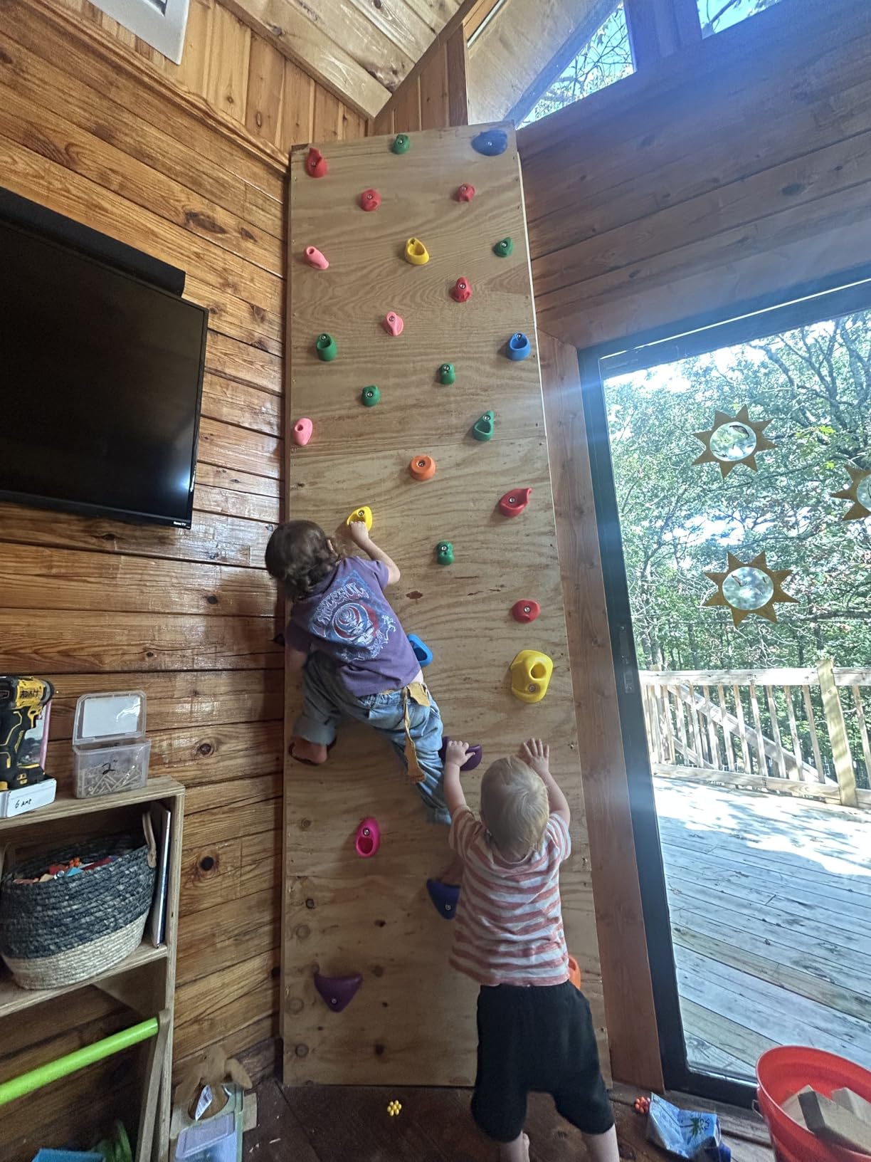 TOPNEW 32 Rock Climbing Holds Multi Size for Kids, Adult Rock Wall Holds Climbing Rock Wall Grips for Indoor and Outdoor Playground Play Set - Includes 2 Inch Mounting Hardware customer photo 2