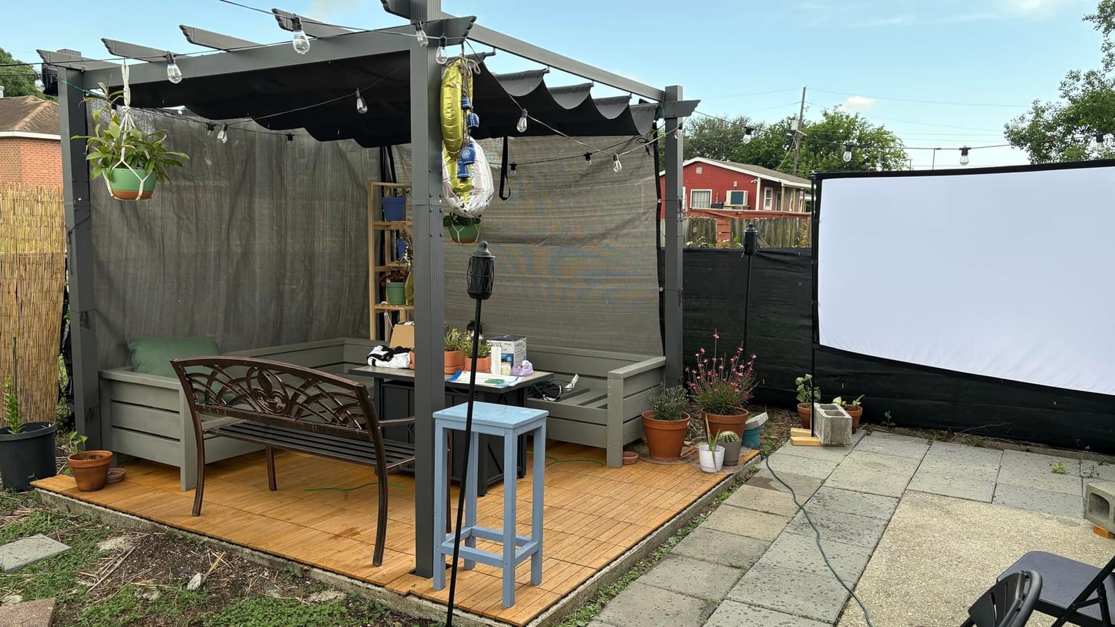 PURPLE LEAF 10' X 10' Outdoor Retractable Pergola with Sun Shade Canopy Patio Metal Shelter for Garden Porch Beach Pavilion Grill Gazebo Modern Yard Grape Trellis Pergola, Beige customer photo 2