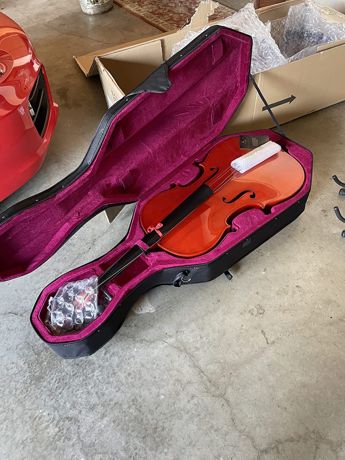 Cecilio 4/4 Full Size Cello with Hard & Soft Case, Stand, Bow, Rosin, Bridge and Extra Set of Strings, CCO-100 customer photo 2