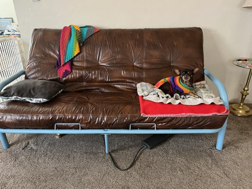 Kodiak Furniture 75 inch Traditional Polyester & Leather No-Flip Futon Mattress with Decorative Tuft, Coil-Hinged Innerspring, Brown (Frame Not Included) customer photo 1