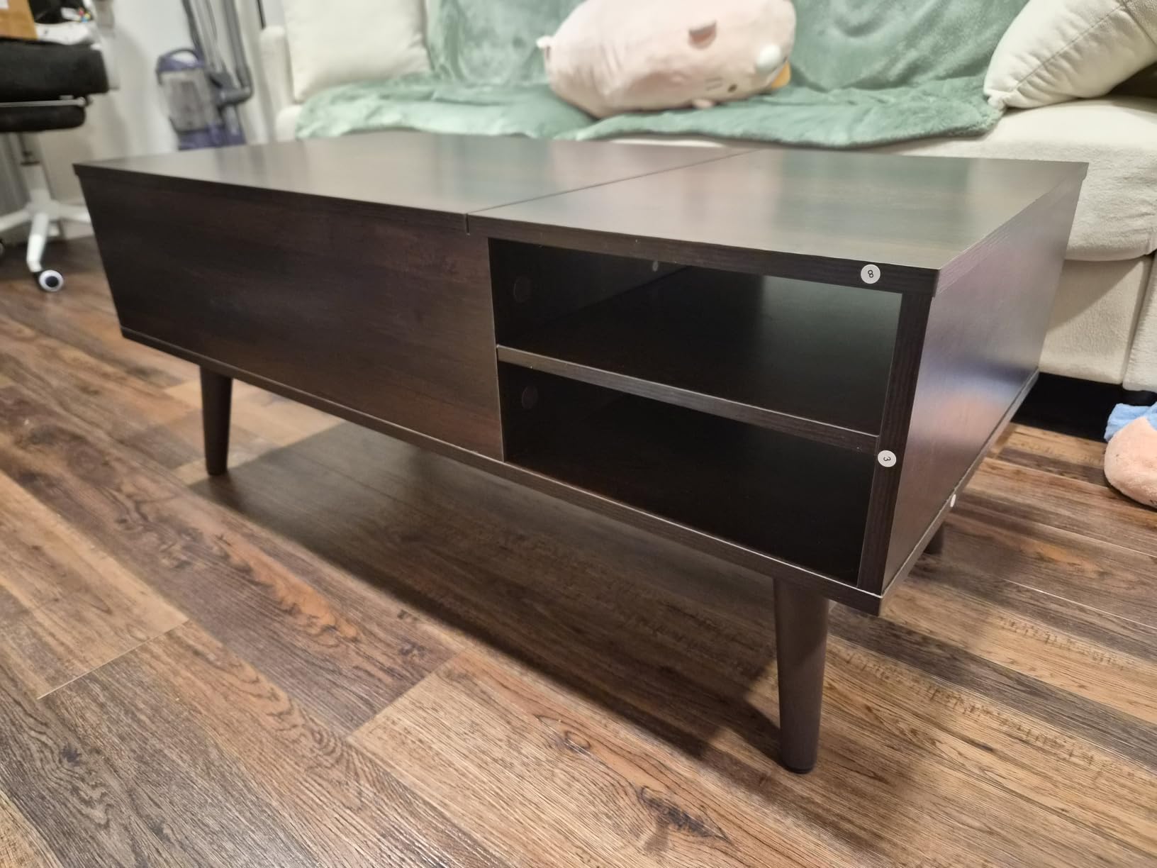WLIVE Lift Top Coffee Table with Hidden Storage, Adjustable Shelf, Brown | Mid Century Modern Wooden Coffee Table, for Dining/Living Rooms/Offices; 39.4