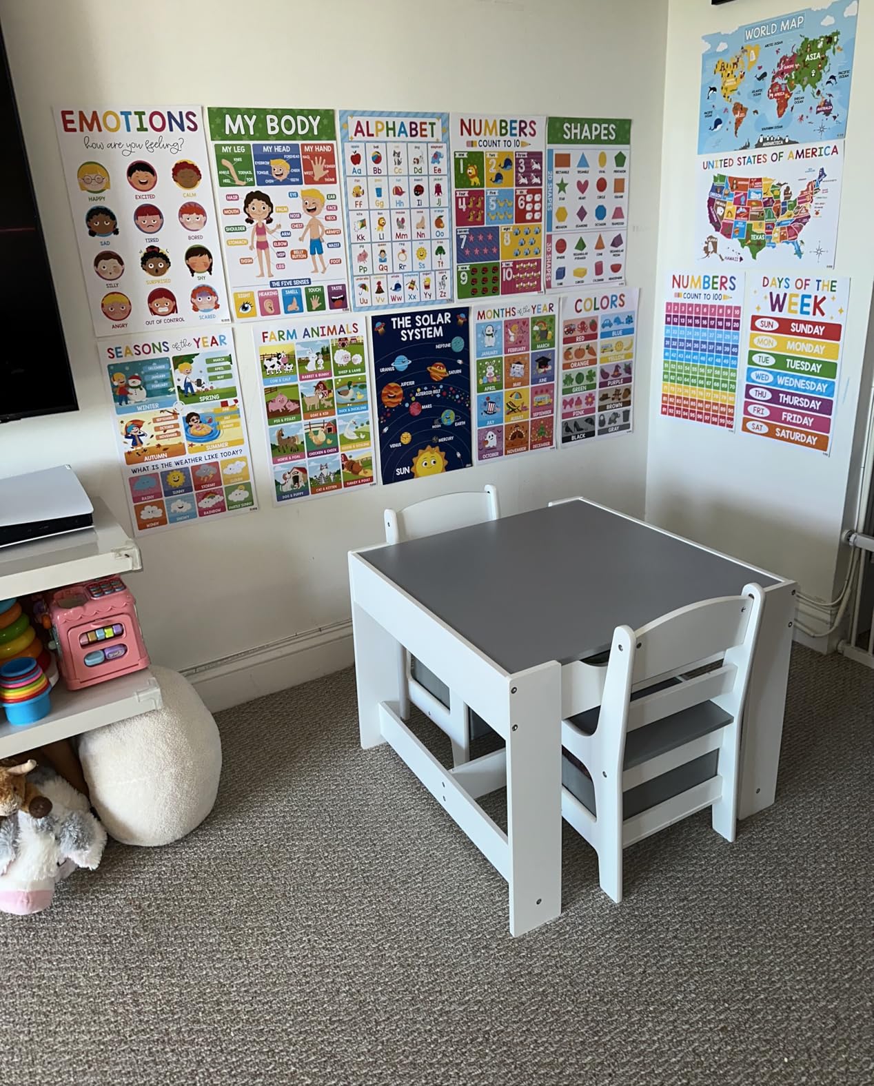 Costzon Toddler Table and Chair Set, 3-in-1 Wooden Kids Table with Storage | Activity Desk Set w/ Detachable Tabletop and Drawers, for Children Drawing Reading Art Craft, Nursery, Playroom (Natural) customer photo 1