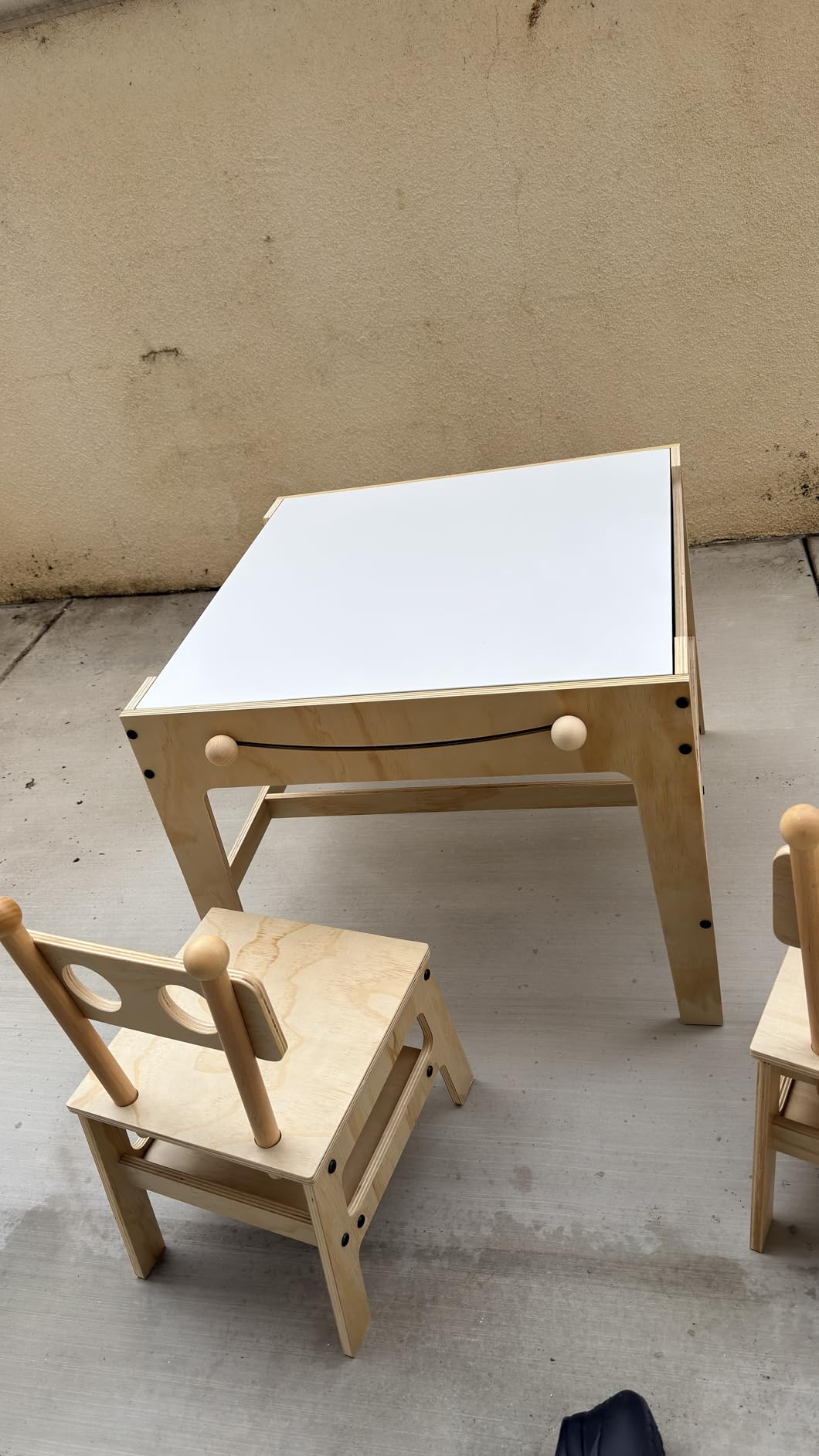Costzon Toddler Table and Chair Set, 3-in-1 Wooden Kids Table with Storage | Activity Desk Set w/ Detachable Tabletop and Drawers, for Children Drawing Reading Art Craft, Nursery, Playroom (Natural) customer photo 2