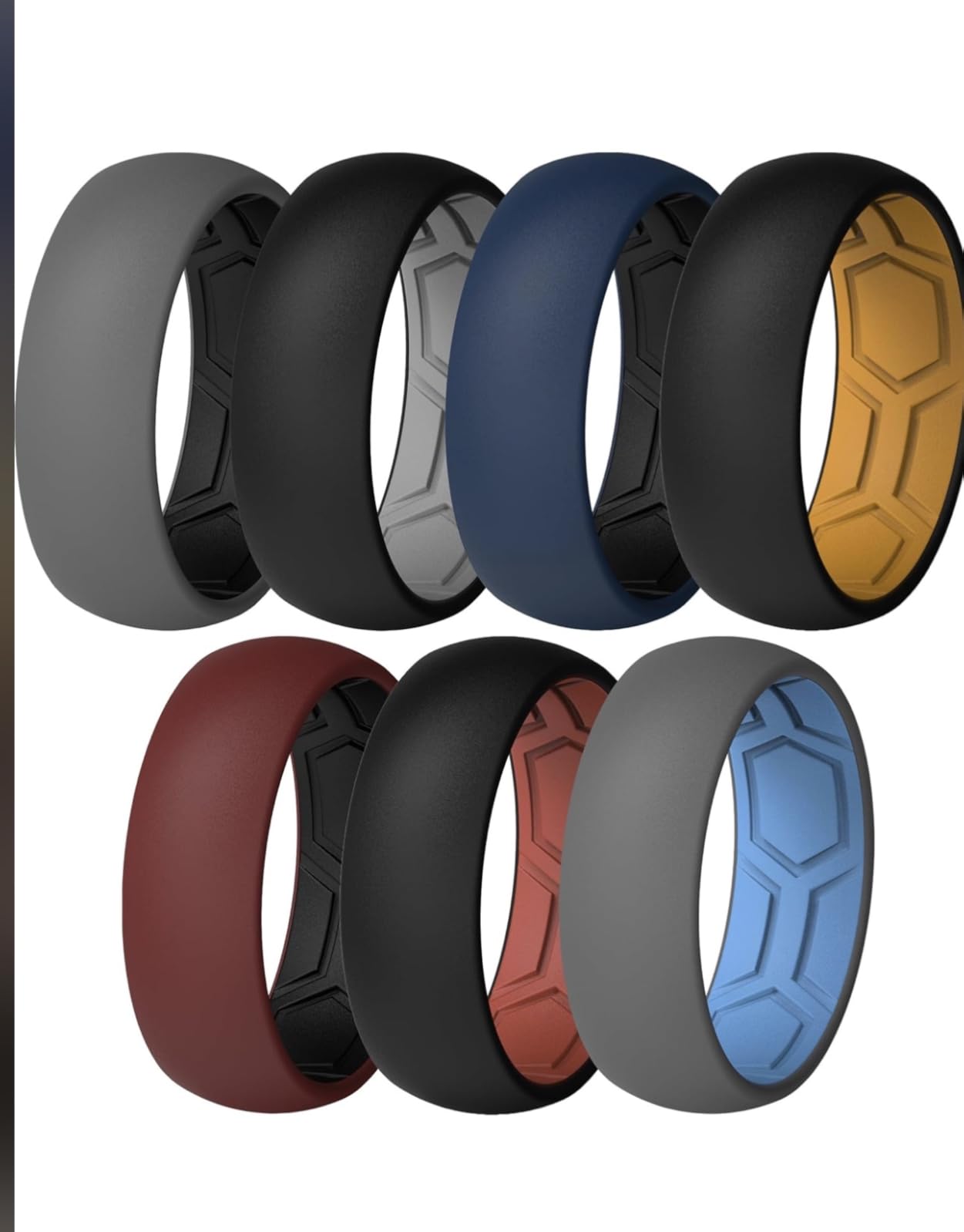 ThunderFit Men's Air Groove Silicone Rings, Breathable, 7.8mm Wide customer photo 1