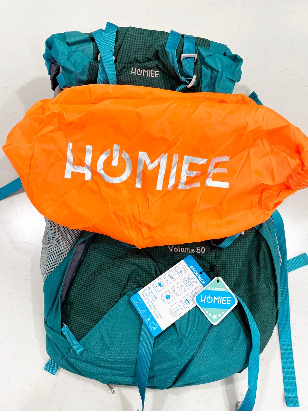 HOMIEE 50L Hiking Backpack Travel Bag Waterproof Camping Rucksack | Lightweight, Rain Cover, Hydration-Ready, Tripod Straps, Load Compression, Survival Whistle customer photo 1