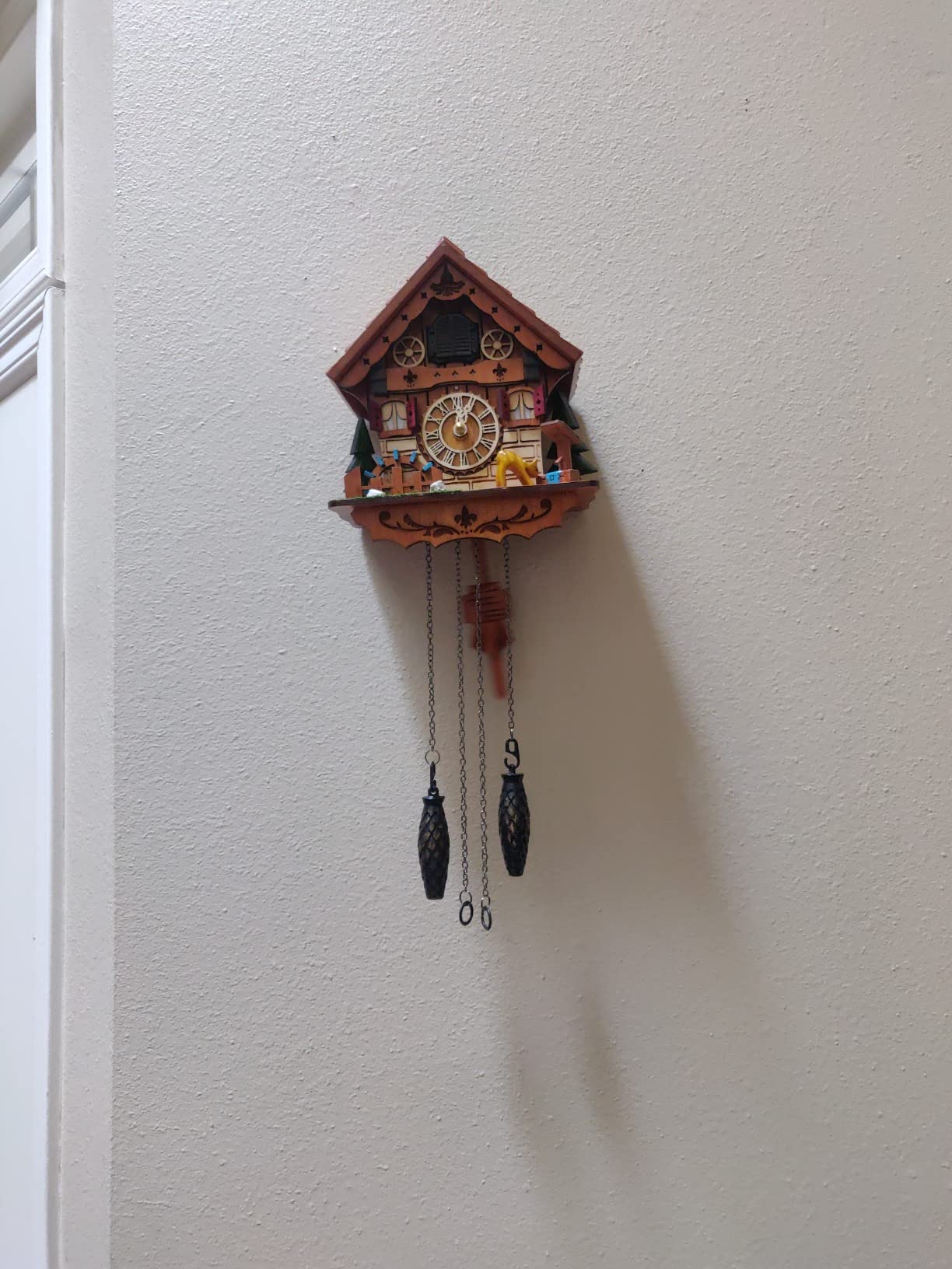 Kintrot Cuckoo Clock Handcrafted Wooden Antique Wall Clock for Home Décor | Traditional German Black Forest House Design Clock with Singing Bird, Sika Deer, Auto Night Sensor and 12 Melodies customer photo 1