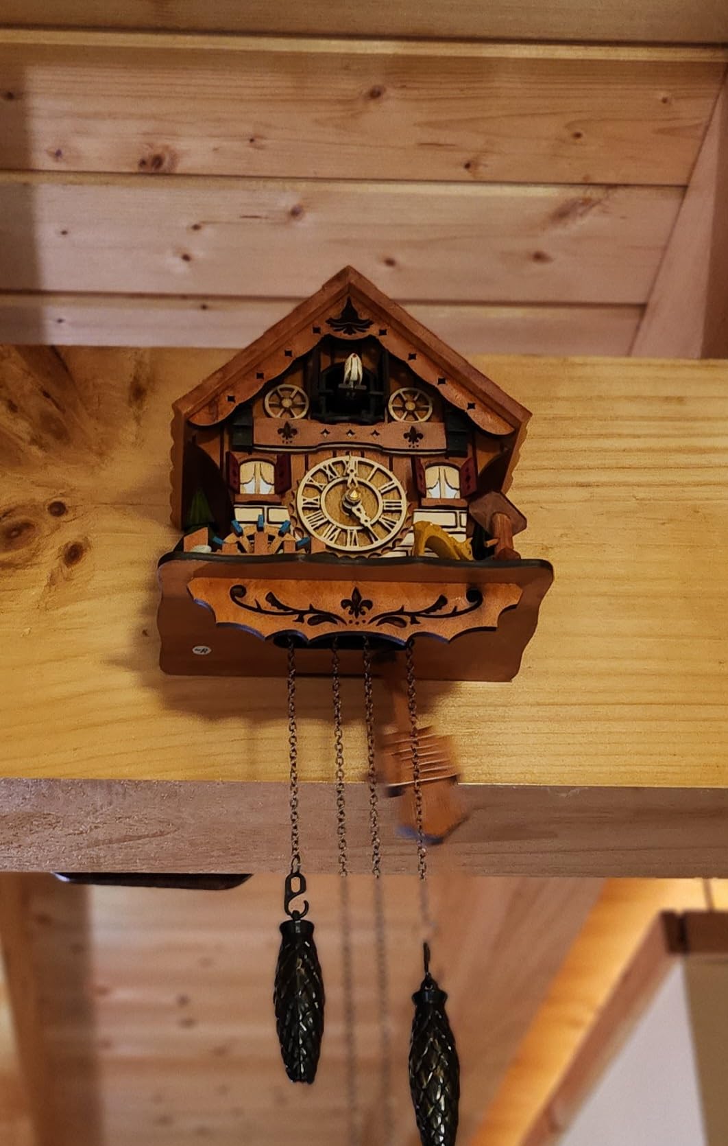 Kintrot Cuckoo Clock Handcrafted Wooden Antique Wall Clock for Home Décor | Traditional German Black Forest House Design Clock with Singing Bird, Sika Deer, Auto Night Sensor and 12 Melodies customer photo 2