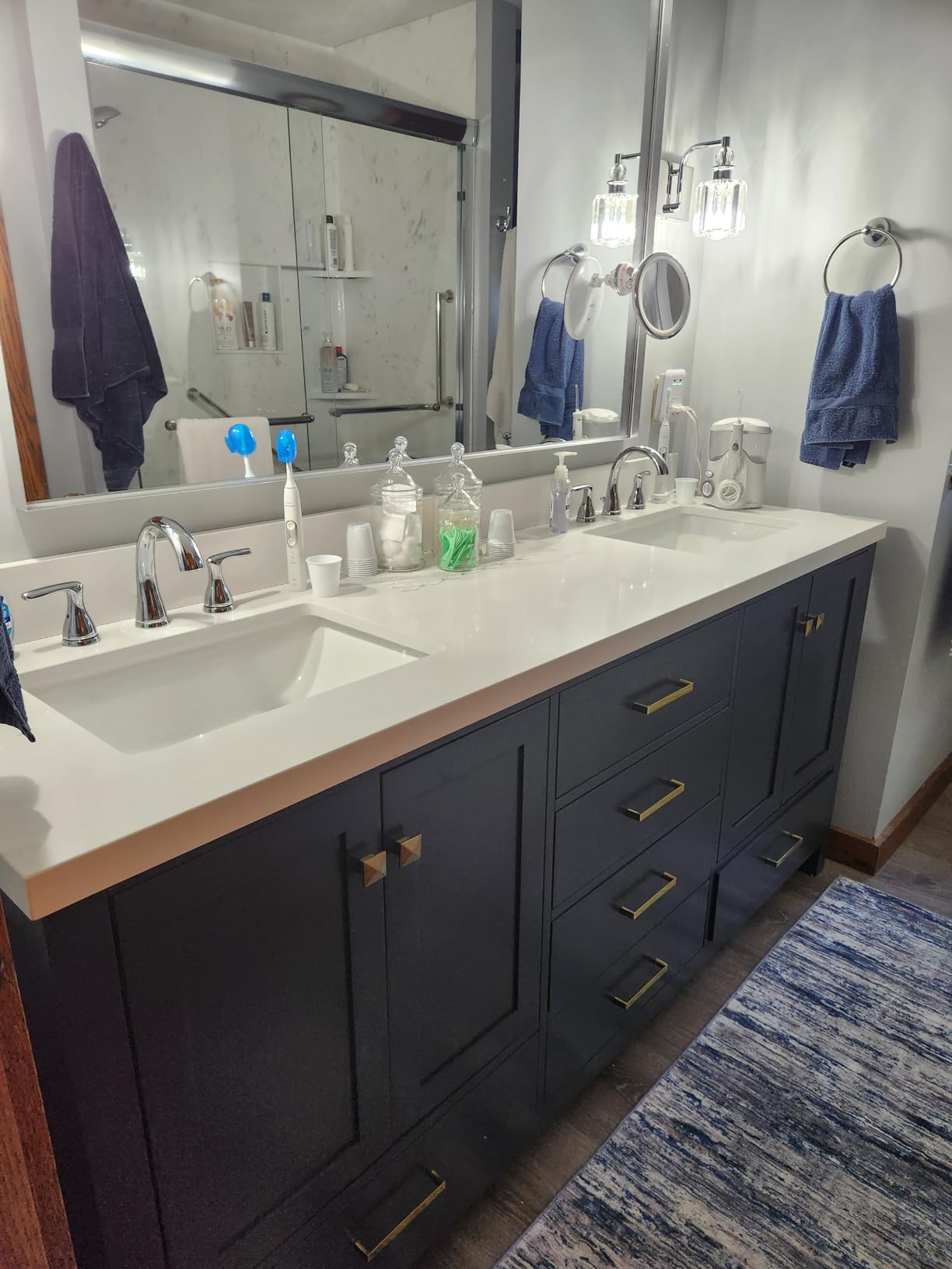 ARIEL Cambridge 72-inch Bathroom Vanity with Sink, Solid Wood, 1.5-inch Pure White Quartz Countertop & Backsplash, Double Rectangular Porcelain Sink, 4 Soft Closing Doors, 6 Dovetail Drawers, White customer photo 1