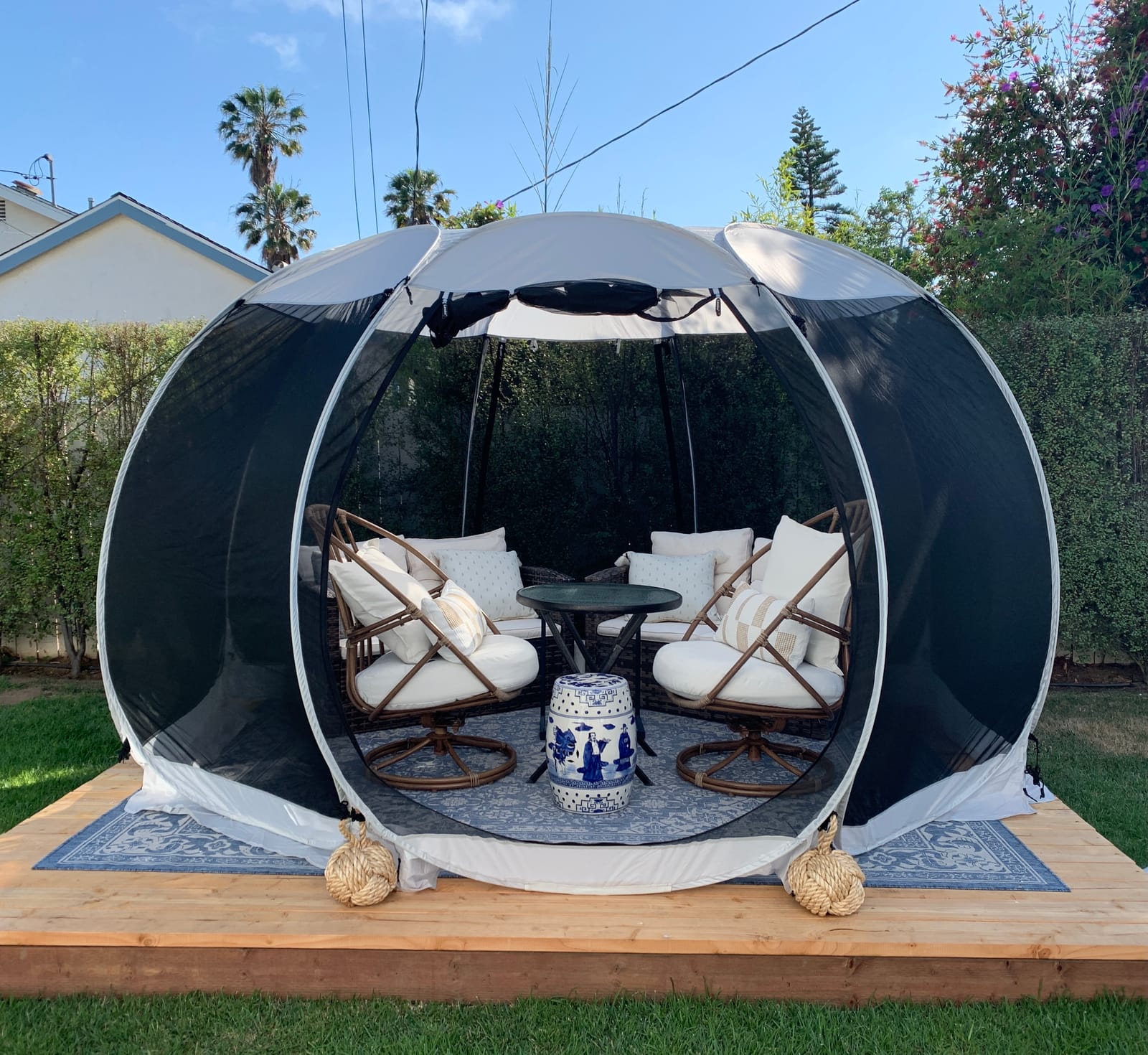LEEDOR Pop Up Screen House, 6-10-15 Person Outdoor Screen Tent, Camping Screen Room with Carry Bag, Screened Gazebo with Mosquito Netting, Instant UV Resistant Sun Shelter for Garden, Patio, Backyard customer photo 2