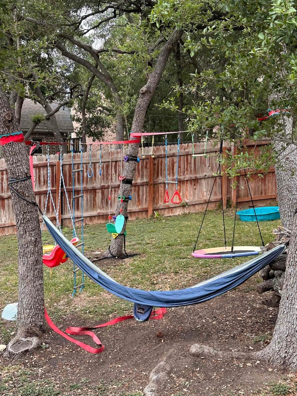 Ninja Warrior Obstacle Course for Kids Backyard - 2×50ft Slackline Kit with 10 Most Complete Accessories for Boys & Girls, Swing, Rope Ladder, Gymnastic Ring, Climbing Net, Arm Trainer and Monkey Fist customer photo 1