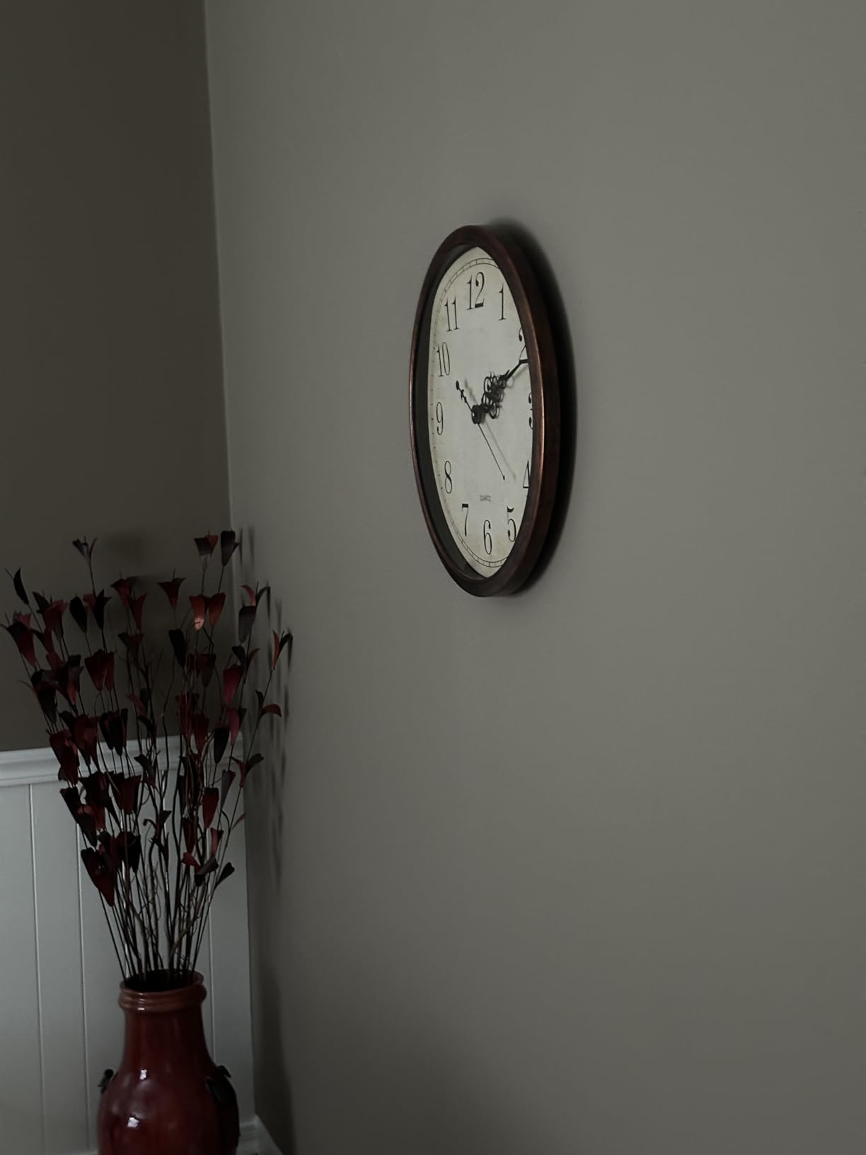 Bernhard Products Vintage Brown Wall Clock Silent Non Ticking 12 Inch Quality Quartz Battery Operated Round Decorative Easy to Read for Home Kitchen Living/Dining Room Bedroom Office Classroom School customer photo 1