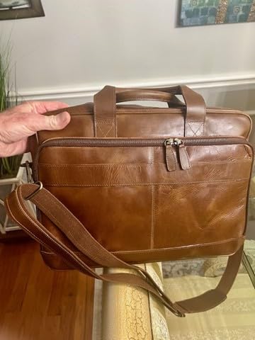 KomalC Leather briefcase 16 inch Laptop Messenger Bag for Men and Women Best Office Satchel Bag customer photo 2