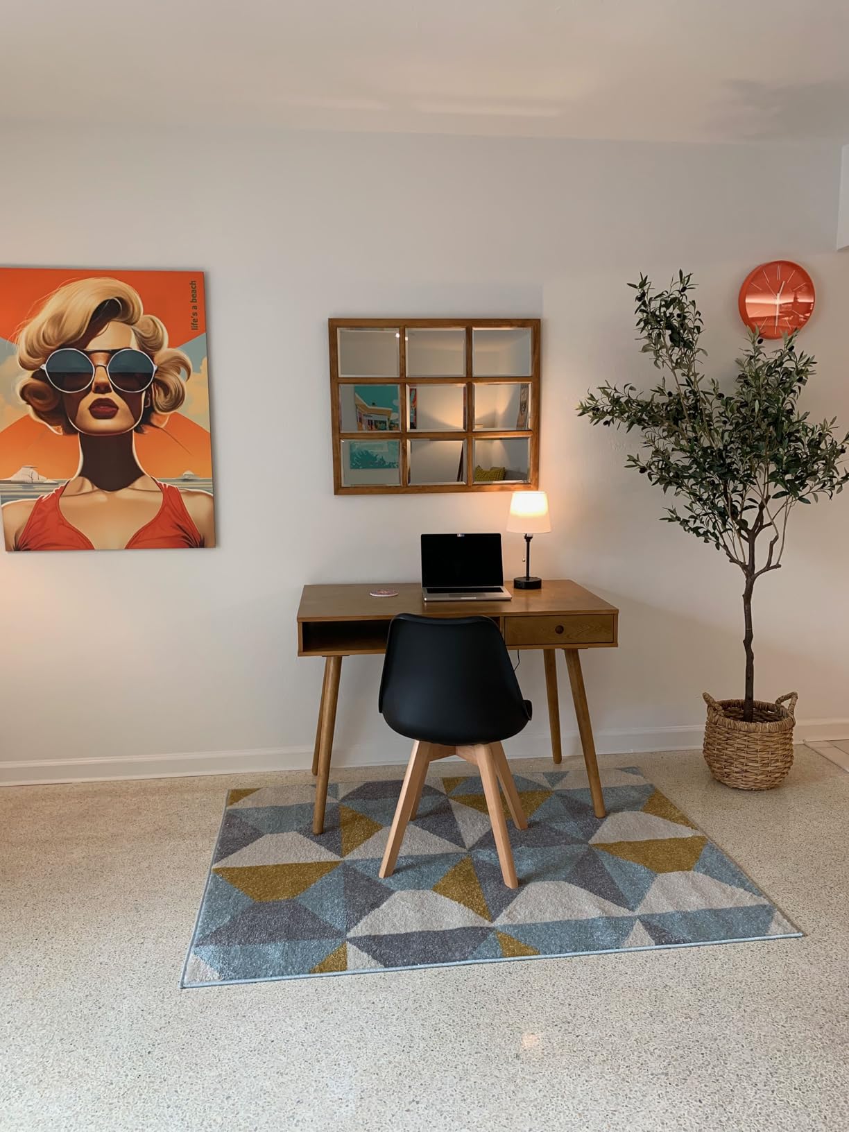Nathan James Parker Modern Home Office Writing, Computer or Laptop Desk with Open Storage Cubby and Small Drawer, Walnut customer photo 2