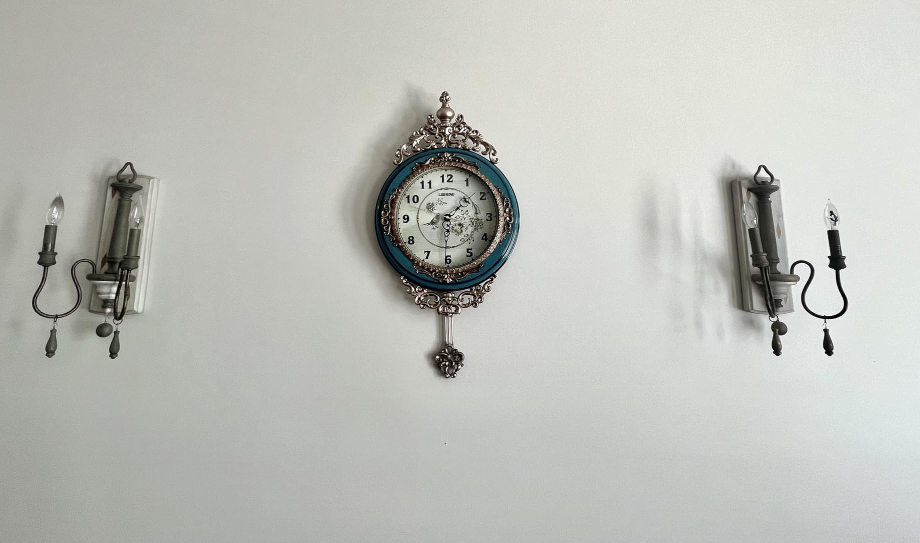 SHISEDECO Elegant, Traditional, Decorative, Hand Painted Modern Grandfather Wall Clock Fancy Ethnic Luxury Handmade Decoration, Swinging Pendulum for New Room or Office. Large. 29.5 Inch. Brown customer photo 1