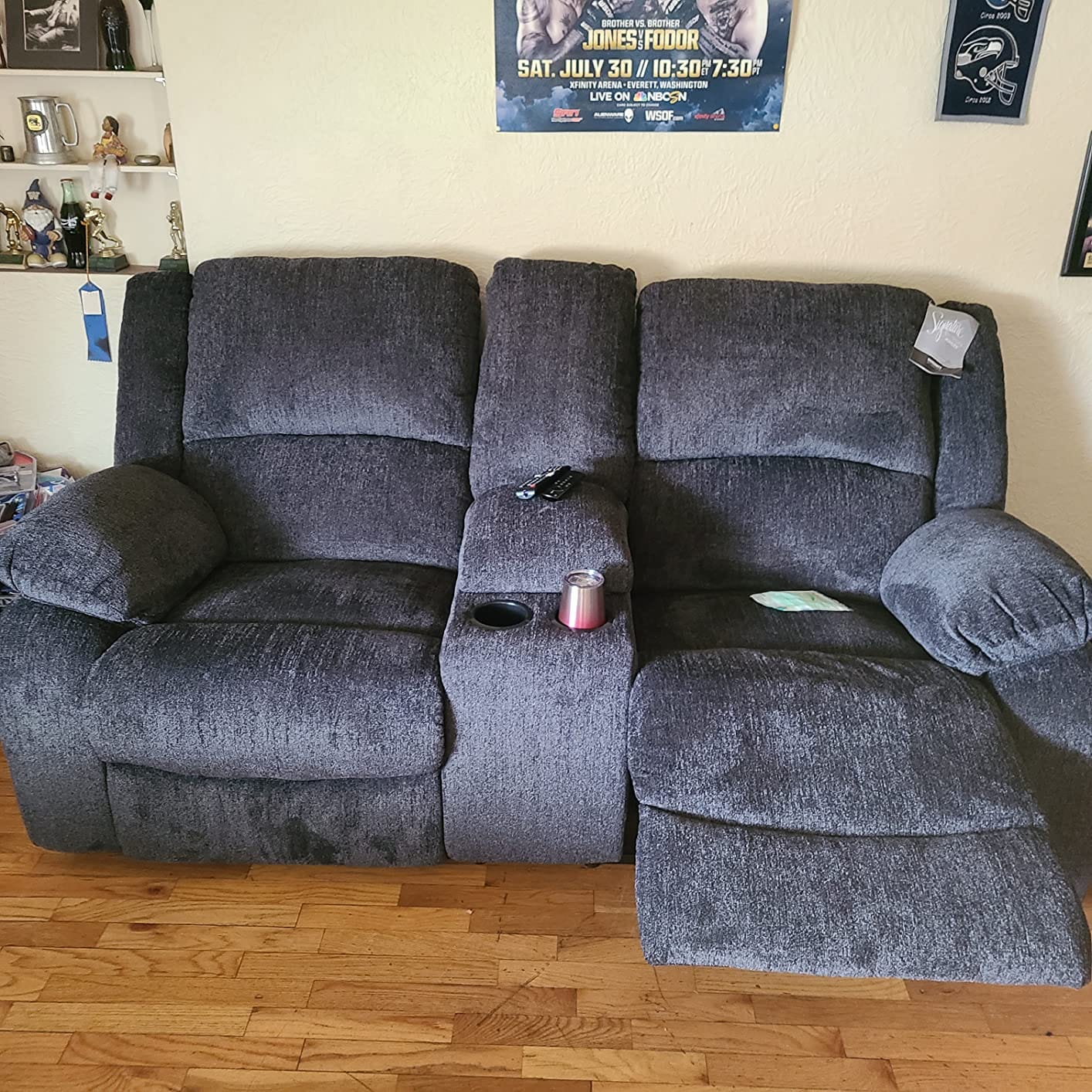 Signature Design by Ashley Draycoll Contemporary Power Reclining Sofa, Dark Gray customer photo 2