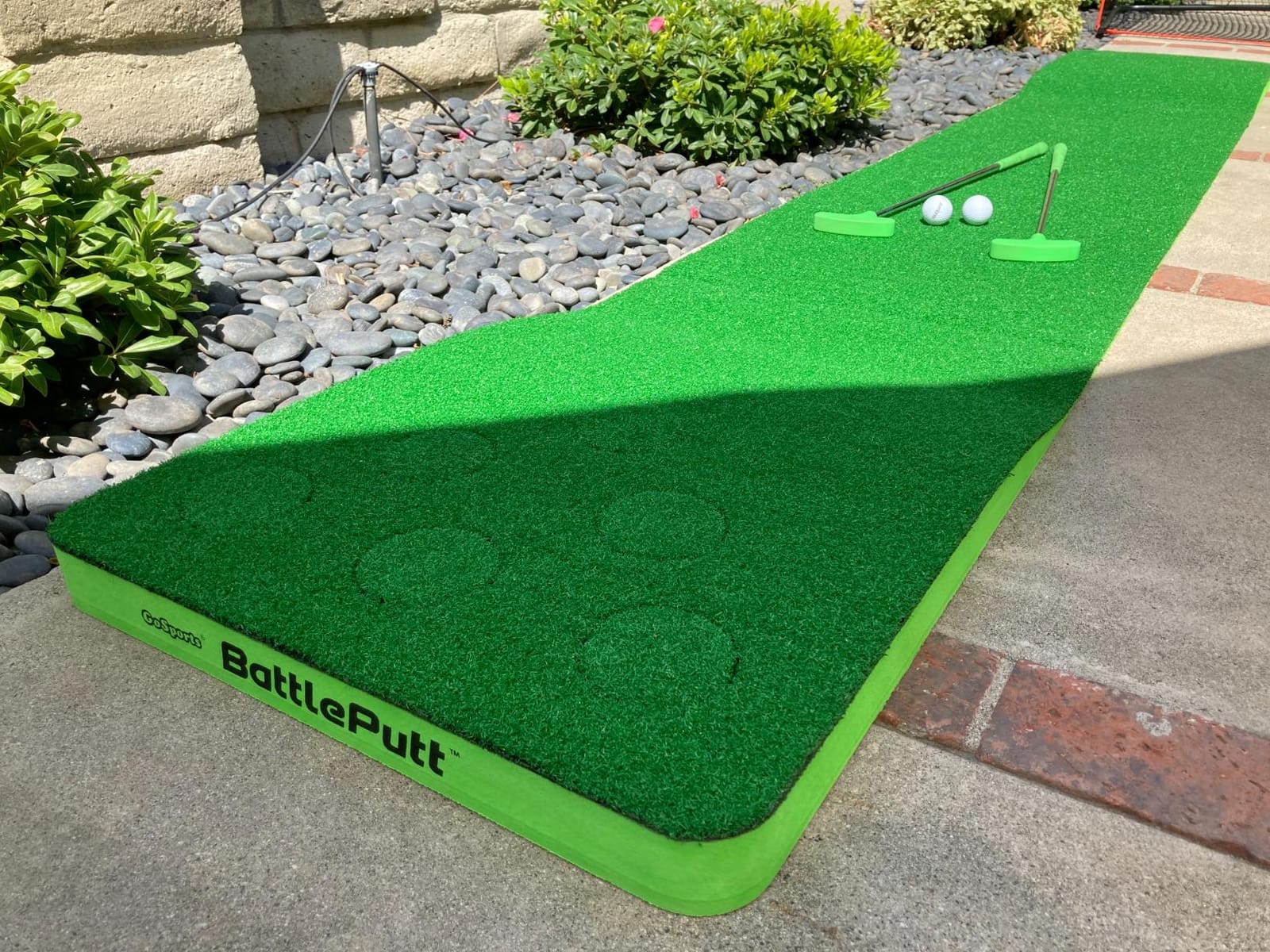 GoSports BattlePutt Golf Putting Game Set - 11 ft Backyard Putting Green Pong Style Golf Mat with 2 Putters, 2 Balls and 12 Hole Covers - Great Golfer Gift customer photo 2