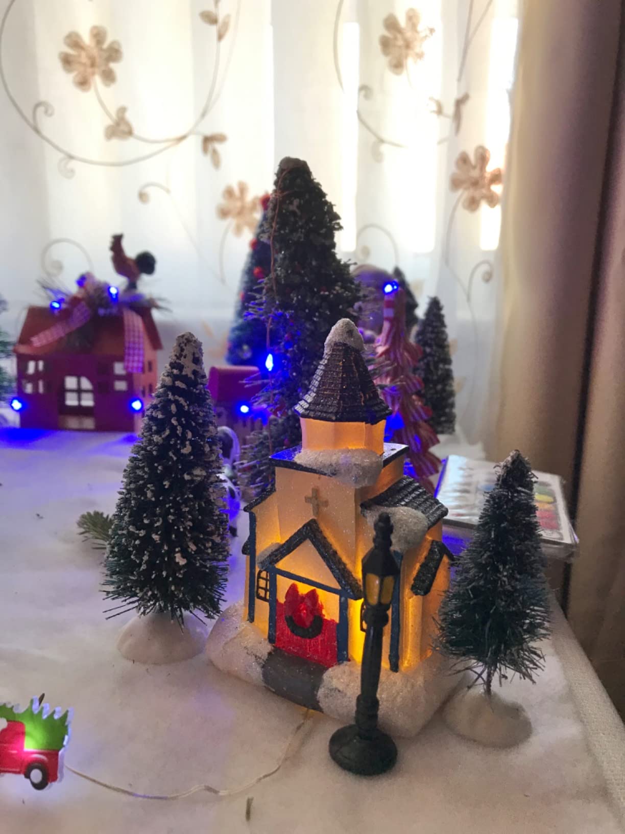 Christmas Village Sets with LED Lights and Figurines Indoor Decor | Collectible Buildings, Christmas Village Collection for Mantel, Shelf, Window, Tabletop, and Indoor Room Displays for Holiday customer photo 1