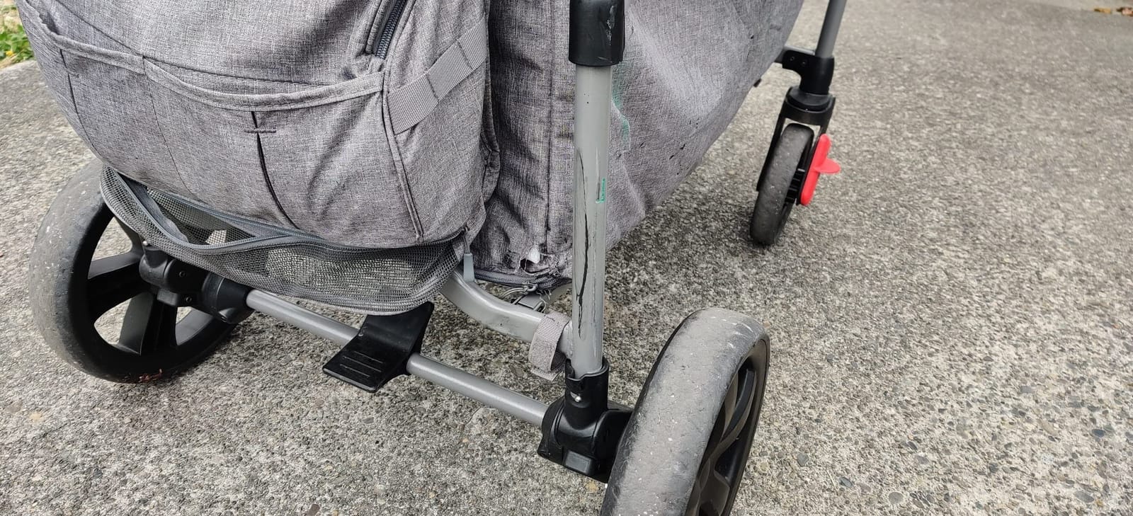 EVER ADVANCED Foldable Wagons for Two Kids & Cargo, Collapsible Folding Stroller with Adjustable Handle Bar, Removable Canopy with 5-Point Harness Gray customer photo 2