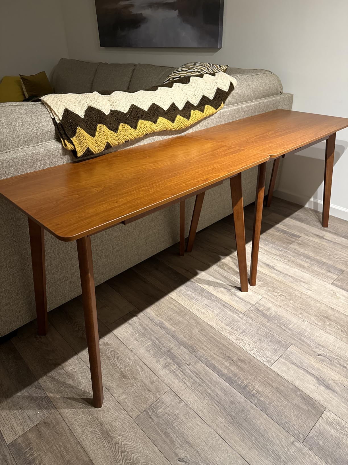 IOTXY Solid Wood Writing Desk - Home Office Laptop Computer Table, Walnut | Nordic Minimalist Style, MDF Tabletop, Solid Wood Legs, Built-in Compact Drawer, Ergonomic Workbench Desk customer photo 1