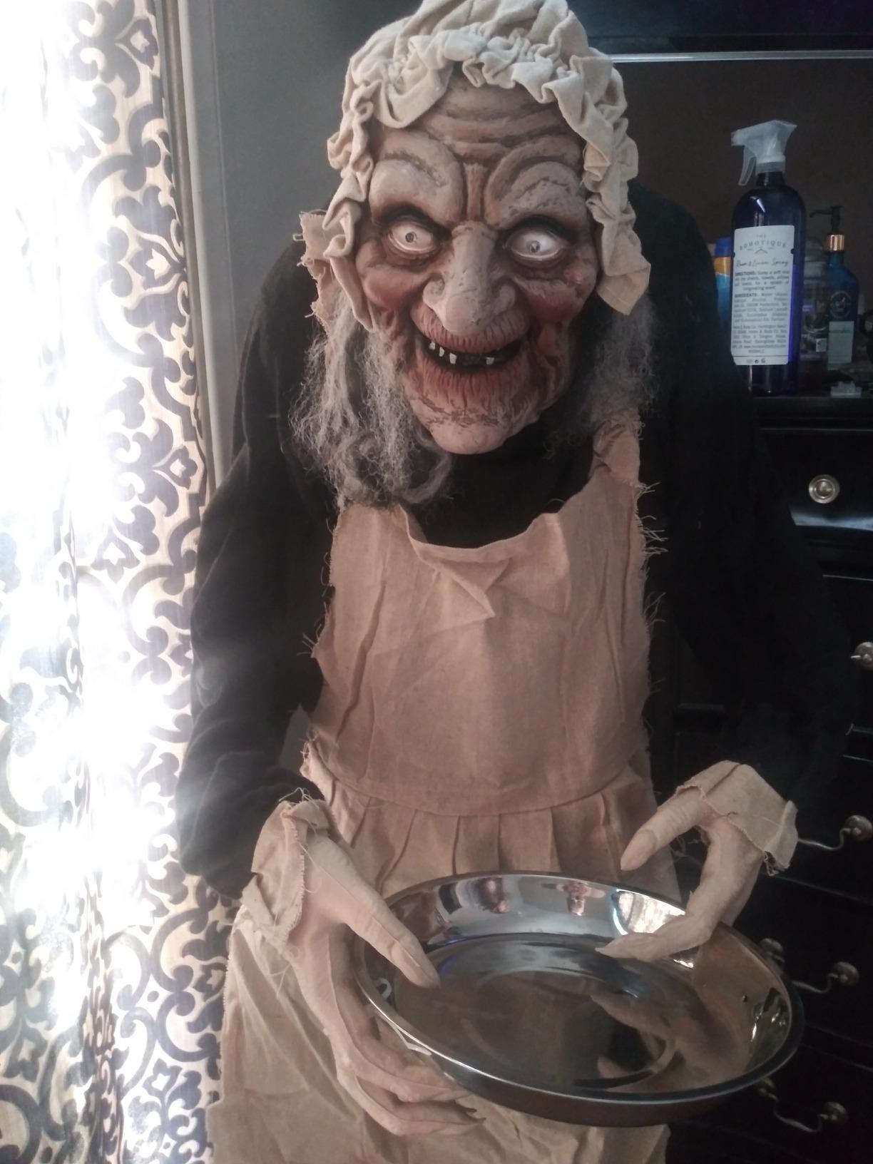 Haunted Hill Farm Life-Size 5.0-Ft. Talking Zombie Maid Animatronic | Life-Size 5-Ft Talking Zombie Maid Animatronic, Touch Lights and Sounds, Battery Operated, Indoor or Outdoor Decor customer photo 1