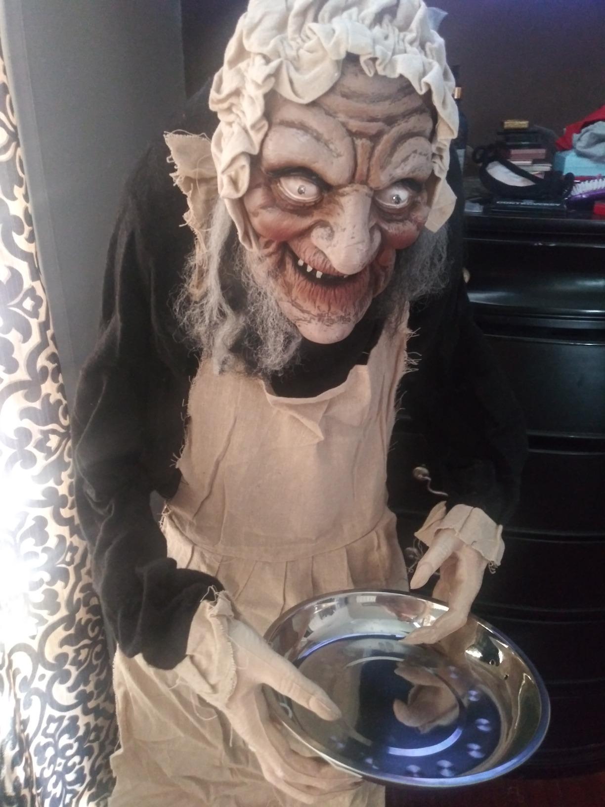 Haunted Hill Farm Life-Size 5.0-Ft. Talking Zombie Maid Animatronic | Life-Size 5-Ft Talking Zombie Maid Animatronic, Touch Lights and Sounds, Battery Operated, Indoor or Outdoor Decor customer photo 2