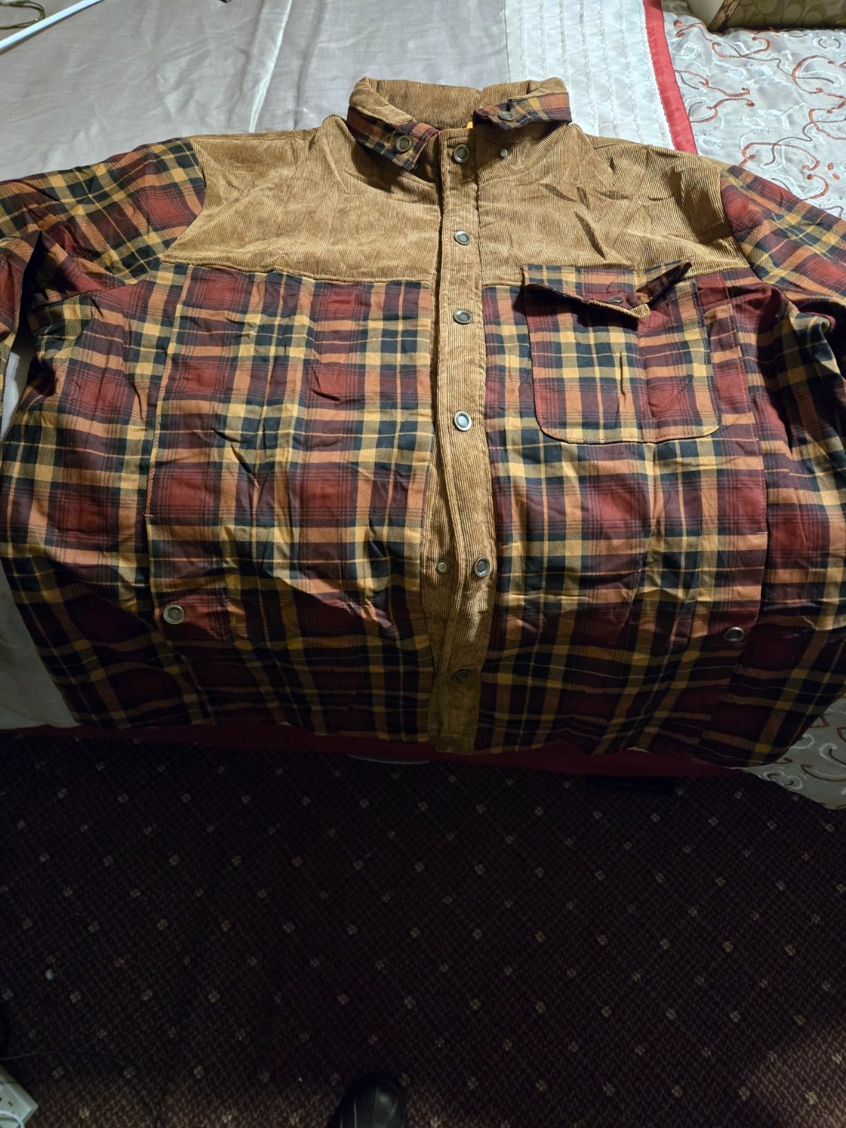 Mens Sherpa Lined Plaid Flannel Jacket Warm Winter Outdoor Shacket customer photo 2