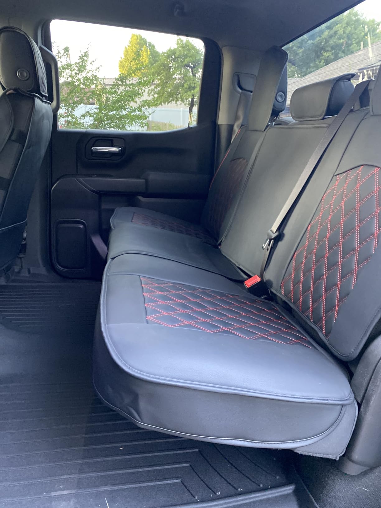 Aierxuan Seat Covers for Truck Chevy Chevrolet Silverado GMC Sierra Pickup 2007-2026 1500 2500HD 3500HD Trail Boss Z71 Crew Double Extended Cab Waterproof Leather Protectors (Full Set, Black) customer photo 1