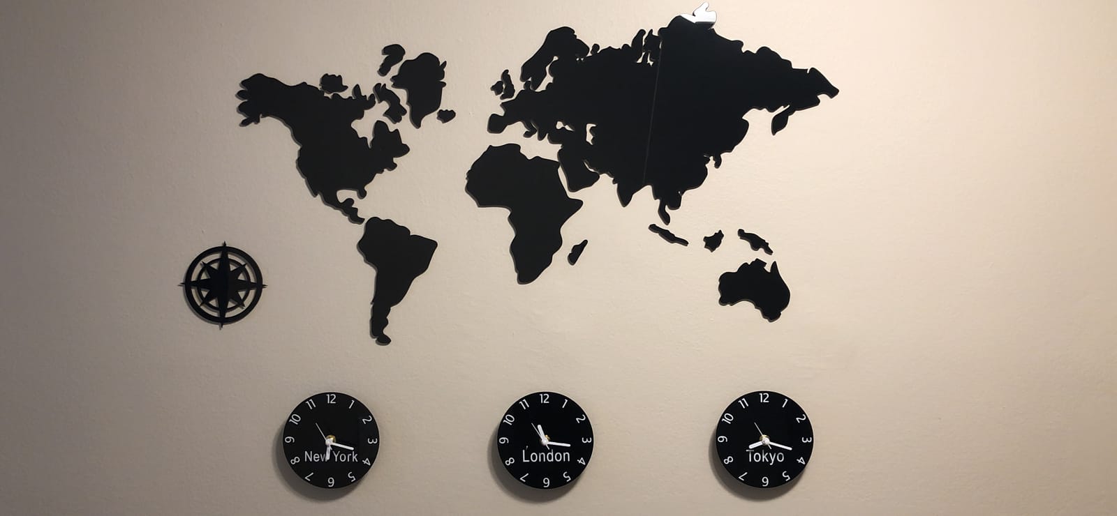 Large World Map Wall Clock with City Time Zone for Office (Normal Design) - Battery Operated - Silent Non Ticking - Geographic Wall Art Decor customer photo 2