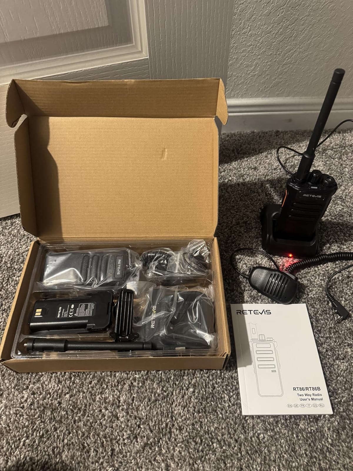 Retevis RT86 2 Way Radio Long Range with Mic for Warehouse, High Power, 4Pack | Professional Heavy Duty Walkie Talkies, Strong Signal, Rechargeable 16h Long Battery Life, Emergency Alarm, Shockproof, Business customer photo 1