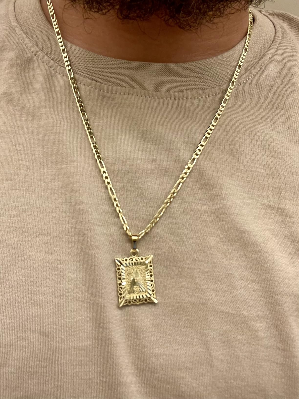 KissYan Initial Necklaces for Women Men | 14K Gold Filled/White Gold Plated, Square Letter Capital Monogram Pendant with 20''+2'' Figaro Chain, Alphabets from A-Z customer photo 1