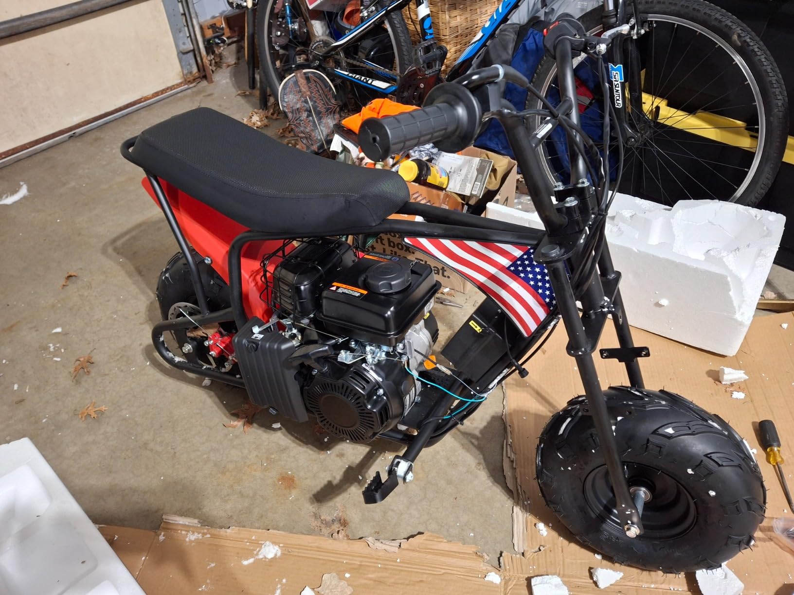 XtremepowerUS Mini Bike 99cc Gas Powered 4-Stroke Engine, 3.5HP Off-Road Trail Motorcycle Build-in Headlight, Mini Dirt Bike with Headlight, Pull Start for Outdoor Riding customer photo 2