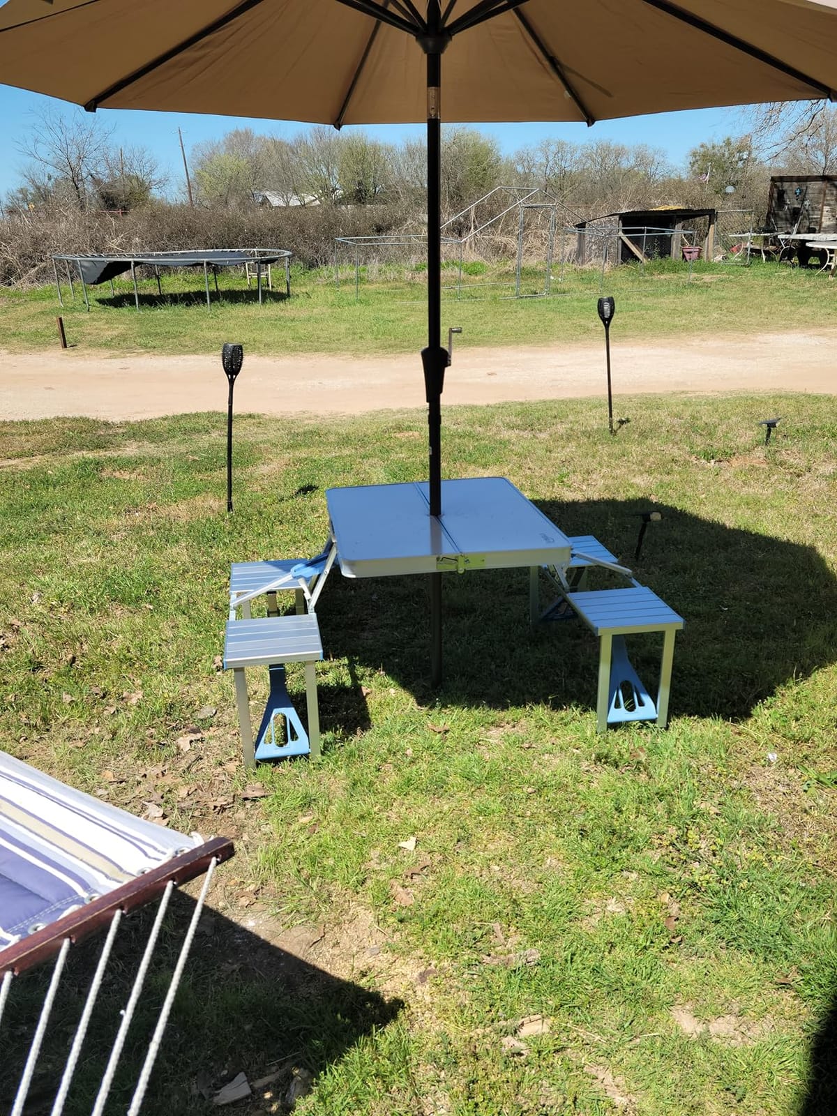 VINGLI 4Ft Folding Camping Picnic Table with Seats/Umbrella Hole - 265 Lbs Support Aluminum Alloy Frame, RV Tabletop customer photo 2