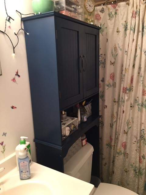 Yaheetech Over The Toilet Cabinet, Double Door Bathroom Storage Organizer, Toilet Rack with Inner Adjustable Shelf customer photo 2