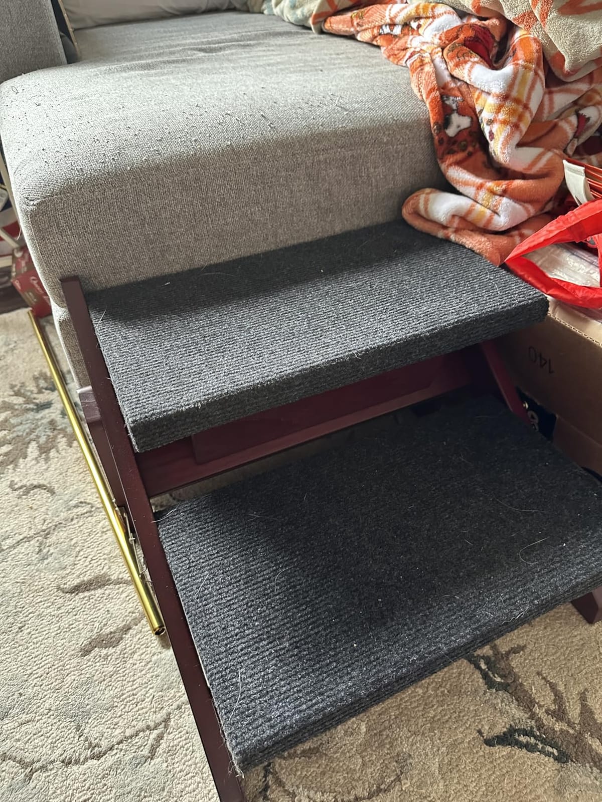 MEWANG Wooden Pet Stairs/Pet Steps - 3-in-1 Foldable Stairs & Ramp for Tall Beds and Cars - Portable Dog/Cat Ladder Up to 220 Pounds - for Small and Older Animals(Brown) (31.5