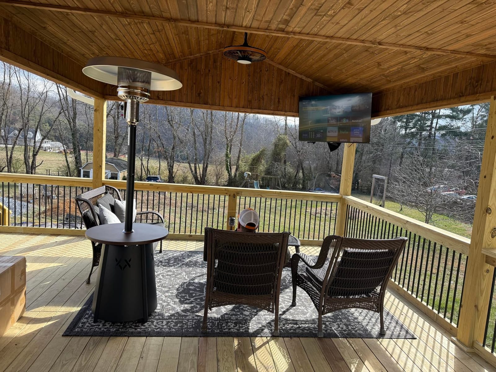 Pamapic Patio Heater, 48,000 BTU Pyramid Flame Patio Outdoor Heater with Cover, Quartz Glass Tube Stainless Steel Propane Heater with Wheels (Stainless Steel Color) customer photo 2