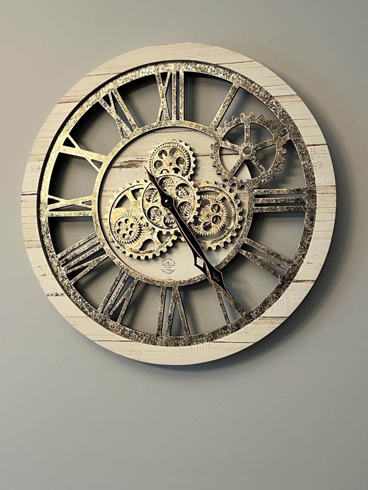 ImprovingLife The Gears Clock The Original Real Moving Gear Wall Clock Vintage Industrial Oversized Rustic Farmhouse (24 inch (60cm), Vintage Brown) customer photo 1