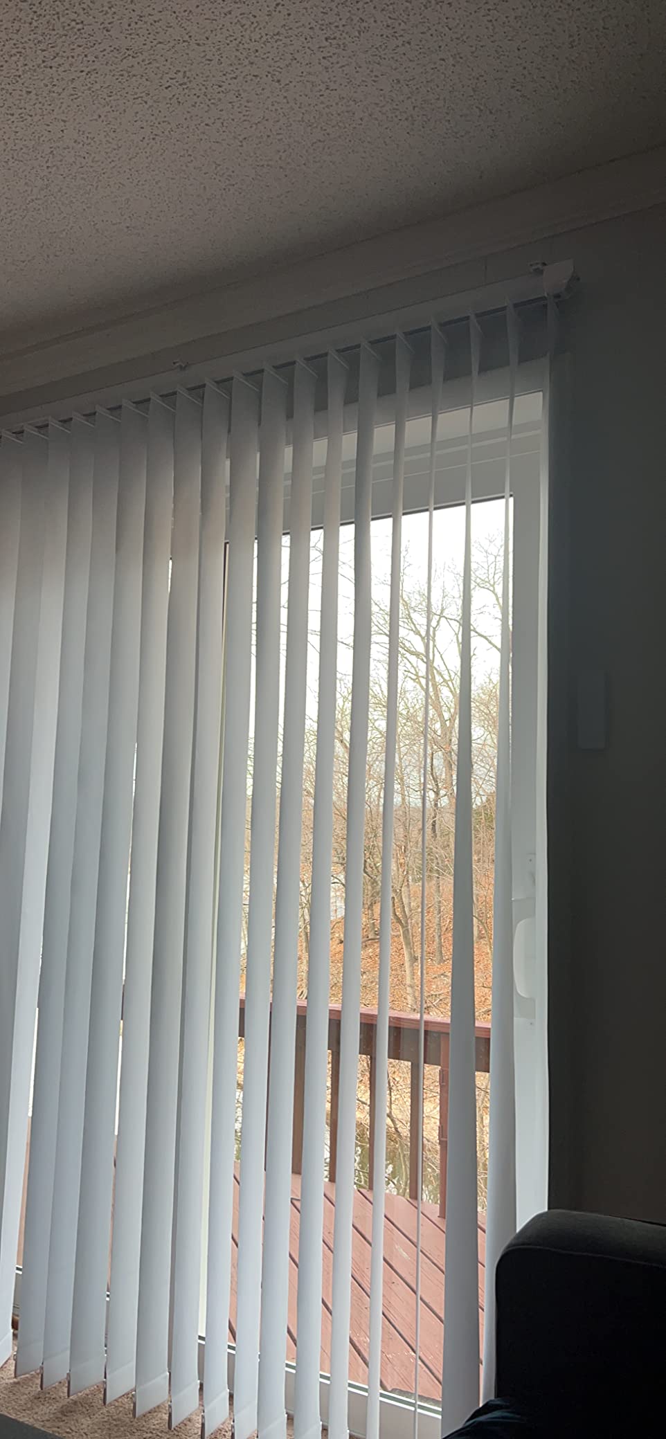 Graywind Motorized Vertical Blinds Compatible with Alexa Google Privacy Reversible Blackout Smart Vertical Blind Remote Control Track Slats Set for Patio Sliding Glass Doors, Width Up to 157