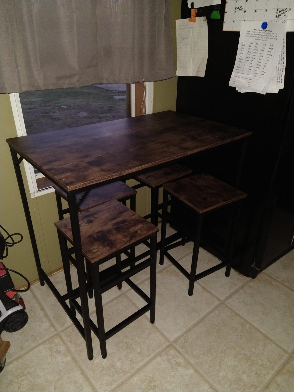 HOMCOM 5-Piece Industrial Dining Table Set, Bar Table Chair Set Black/Brown | 4 Stools Included, Space Saving, Pub & Kitchen customer photo 1