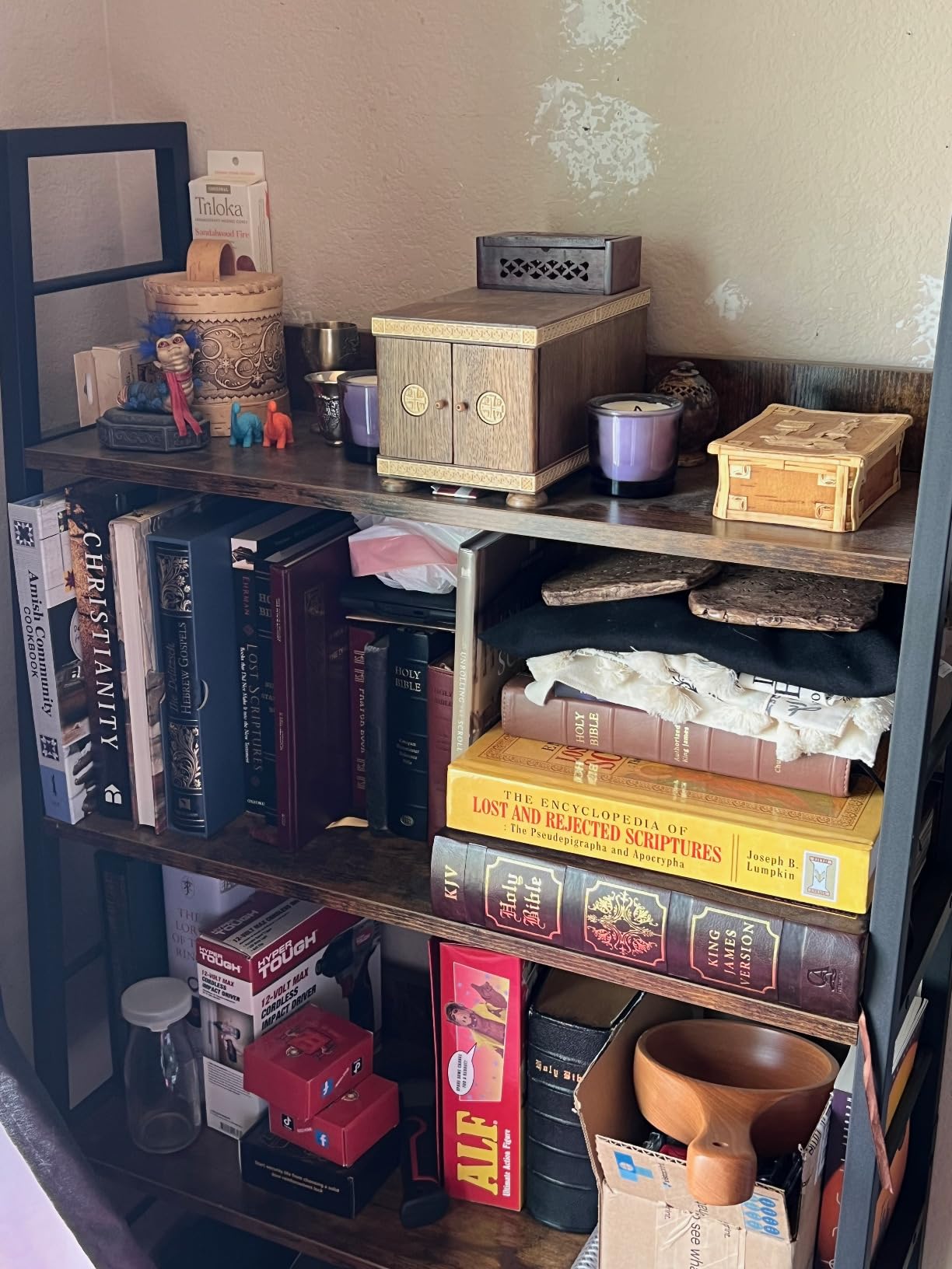 IRONCK 5 Tier Ladder Bookcase with Metal Frame Rustic Brown | Bookshelves and Bookcases, open display shelves; metal frame; shelf baffles; home office customer photo 2