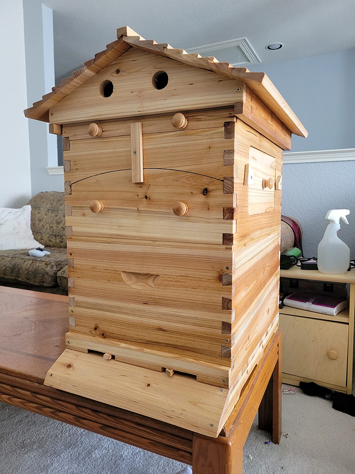 Auto Beehive Frame Comb - 7Pcs Automatic Wooden Beehive House, Auto Honey Hive Beehive Frames, Beekeeping Wooden House Beehive Boxes, Beehives and Supplies Starter Kit for Beekeepers customer photo 1