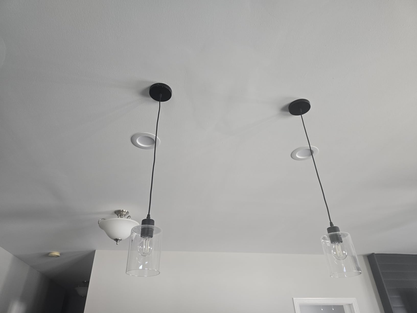 Modern Black Farmhouse Clear Glass Cylinder Pendant Light Fixture, Island Lights for Kitchen, Mini Pendant Lighting for Kitchen Island Decor (Black 2 Pack) customer photo 1