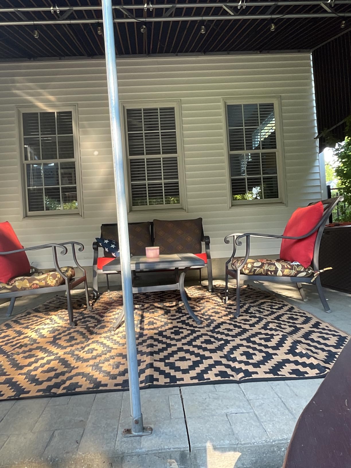 Waterproof Outdoor Rug 5x8 ft, Plastic Reversible Rug, Modern Area Rug, Large Floor Mat for Outdoors, RV, Patio, Backyard, Deck, Picnic, Beach, Camping, Black & Beige customer photo 2